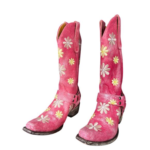 Old Gringo Women’s Hannaflor Pink Floral Distressed Cowgirl Boots Size US 7.5 - Picture 6 of 10
